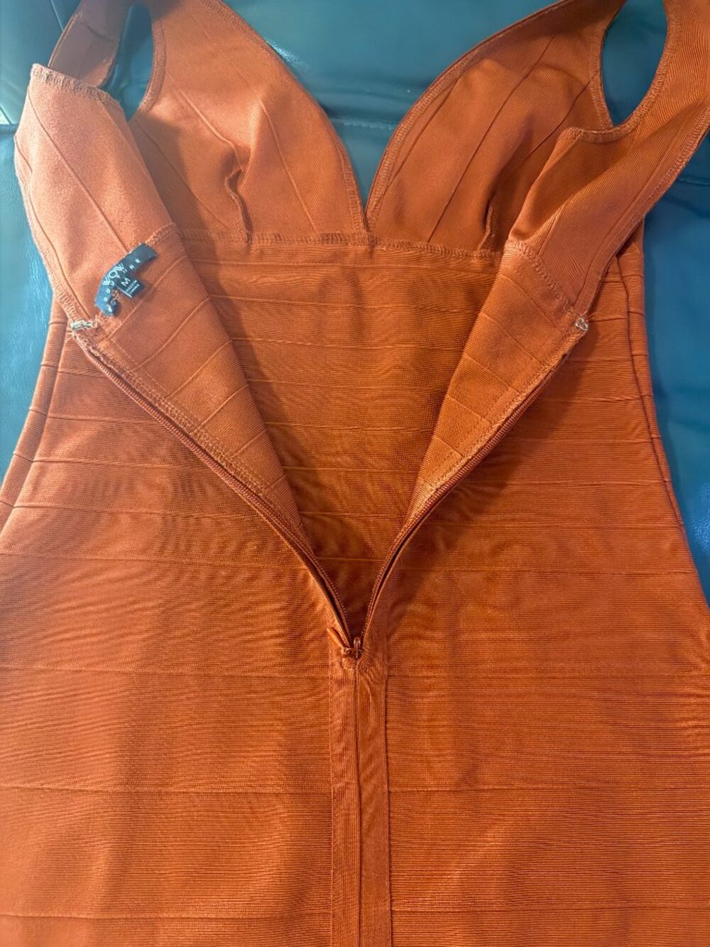 WOW Couture Rust Orange Bandage Bodycon Dress — Size M - Picture 3 of 4